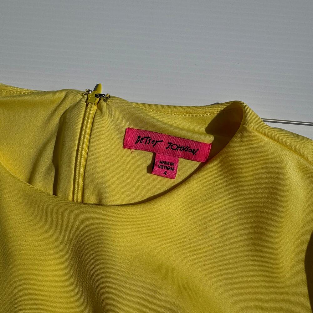 Betsey Johnson A-Line Mini Dress Yellow Women’s 4 Daisy 60s Retro Dopamine - Picture 5 of 16